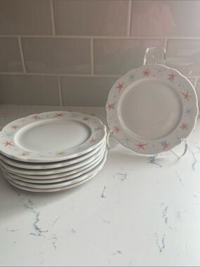 Set of 8 Jackson China Atomic Starburst Bread & Butter Plates MCM